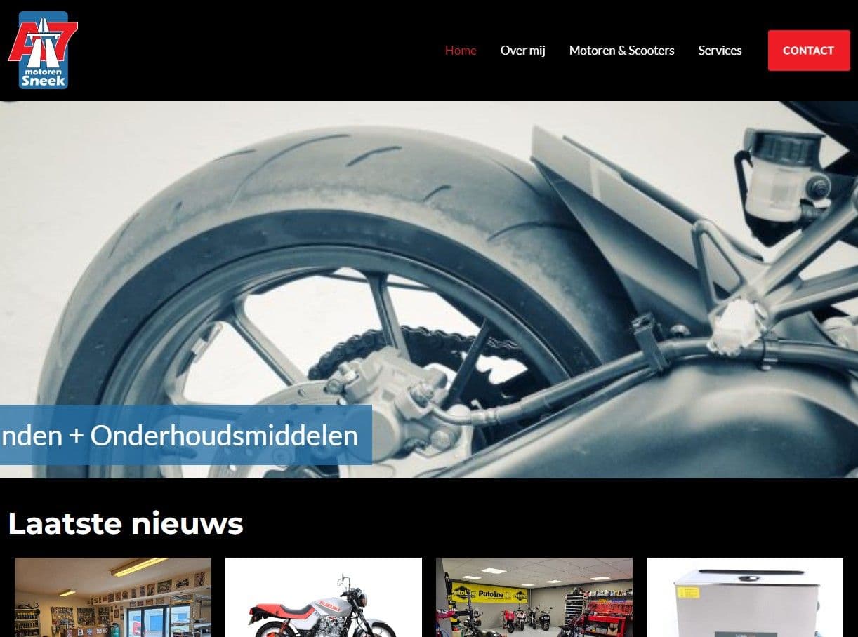 Screenshot of home screen A7 motoren Sneek